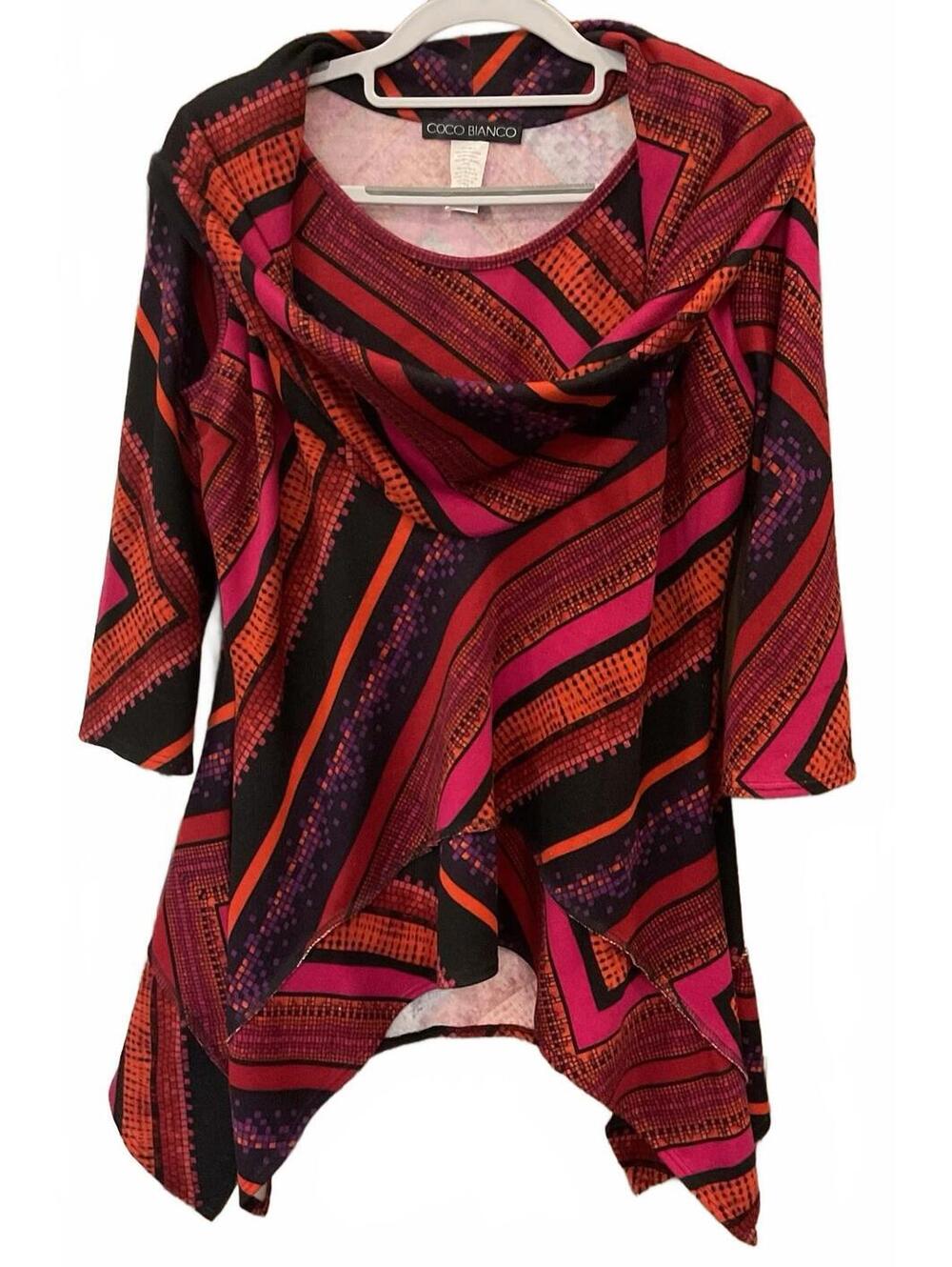 Coco Bianco Womens Long Sleeve Cowl Neck Tunic/ Blouse Size Small